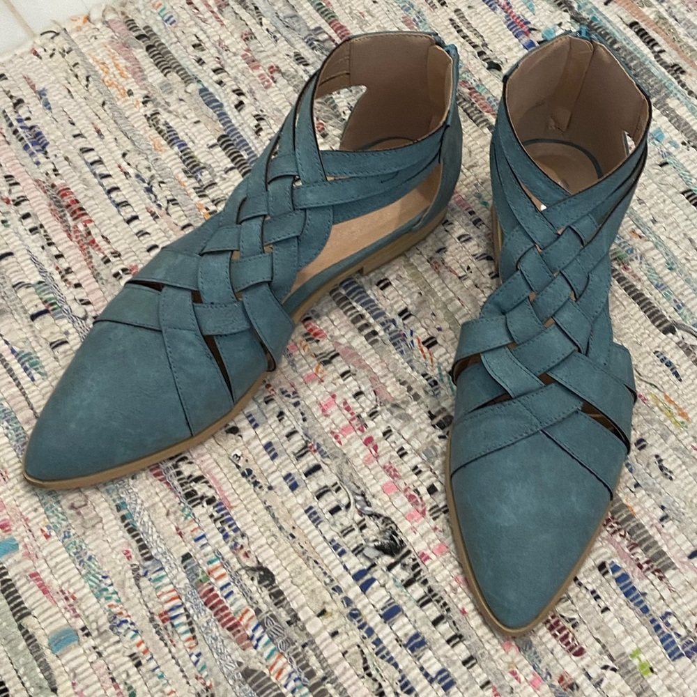 Women's Blue Braided Flats